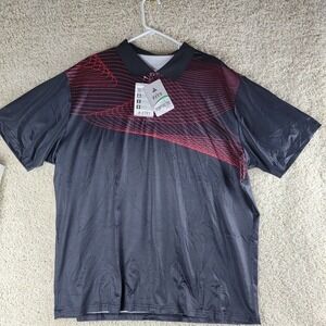 Zity Mens 2XL Performance Polo‎ Shirt Black Red Geometric Speed Your Run New